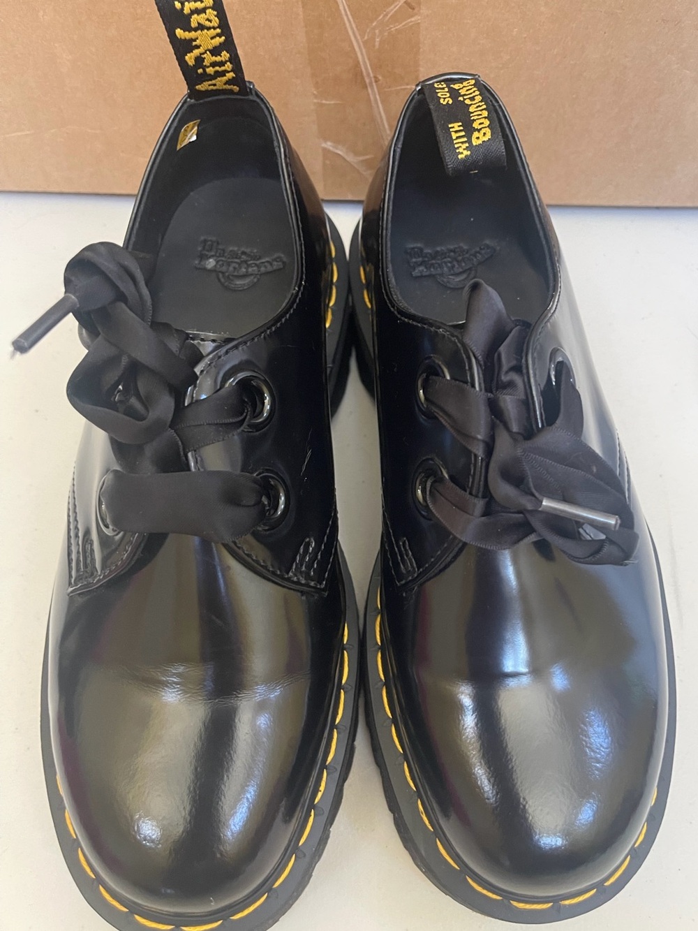 Dr. Martens Holly Platform Oxford Shoes in Black Patent Leather